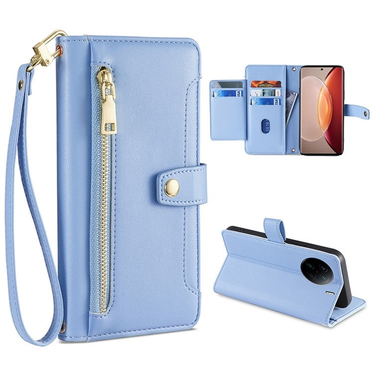 Sheep Texture Cross-body Zipper Wallet Leather Phone Case, Series 1