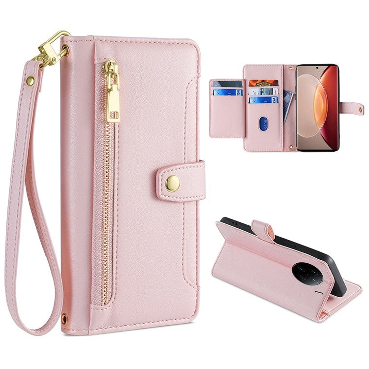 Sheep Texture Cross-body Zipper Wallet Leather Phone Case, Series 1