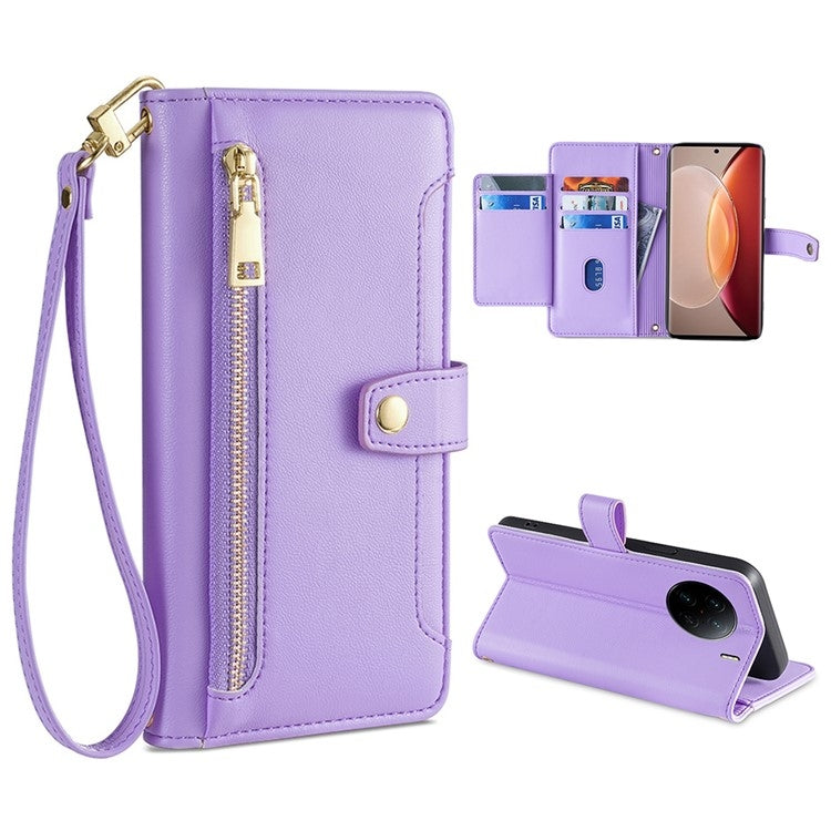 Sheep Texture Cross-body Zipper Wallet Leather Phone Case, Series 1