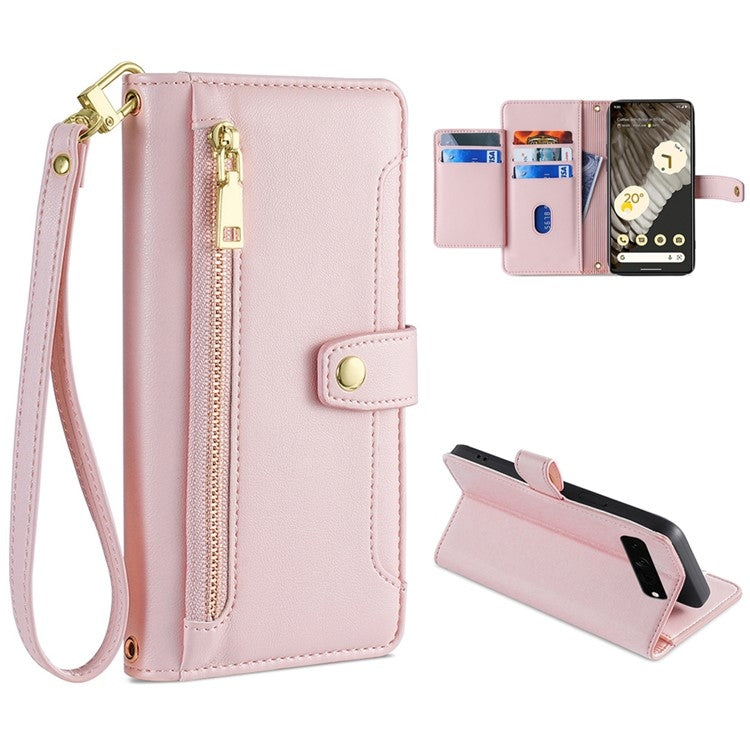 Sheep Texture Cross-body Zipper Wallet Leather Phone Case, Series 4