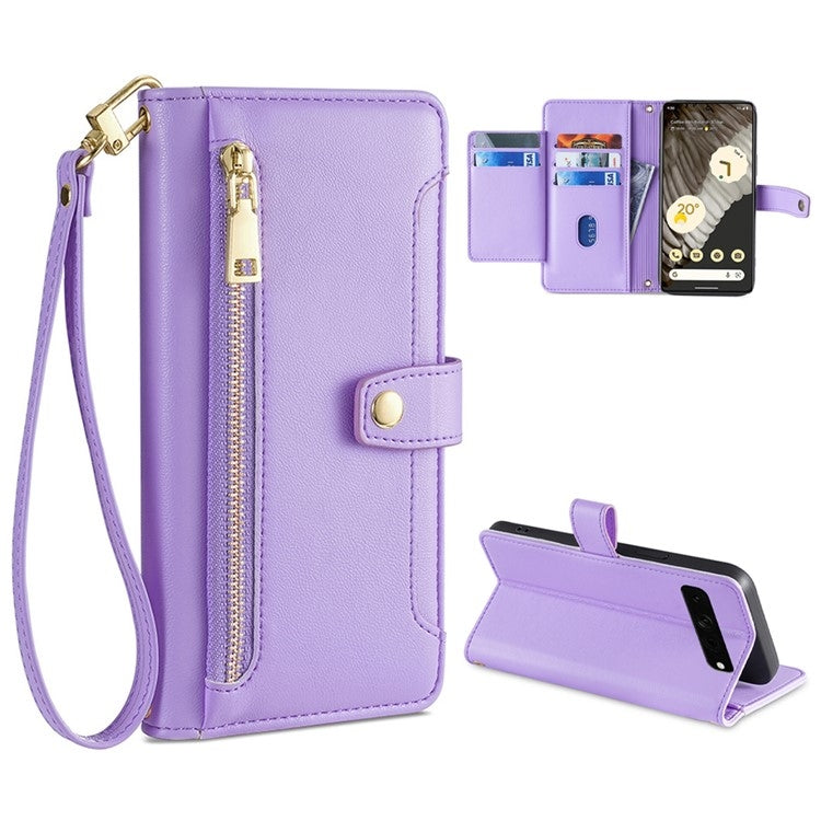 Sheep Texture Cross-body Zipper Wallet Leather Phone Case, Series 4