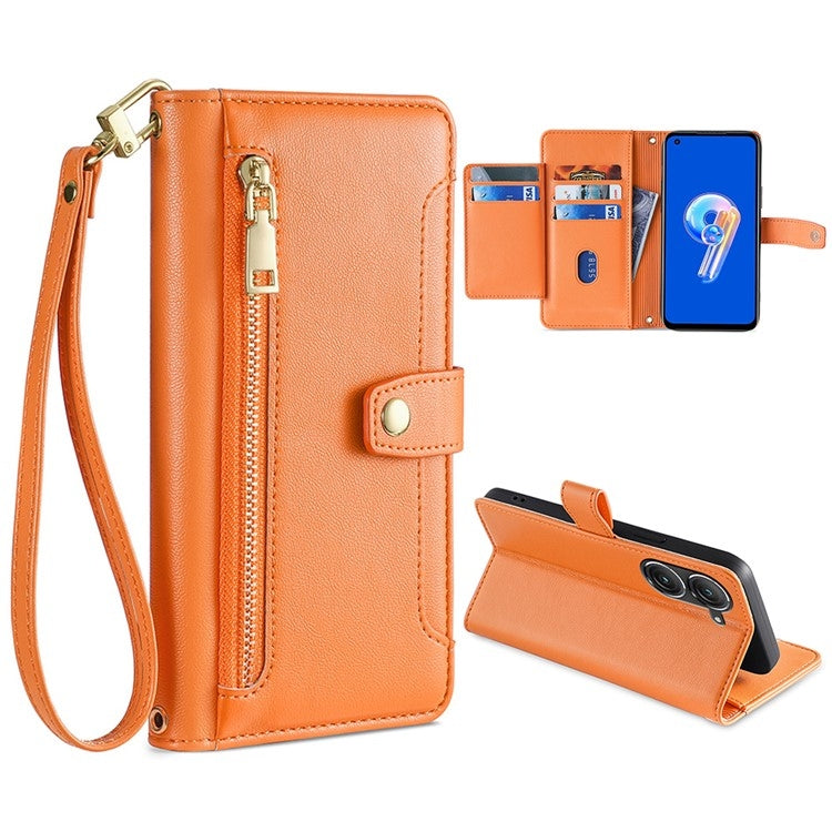 Sheep Texture Cross-body Zipper Wallet Leather Phone Case, Series 5