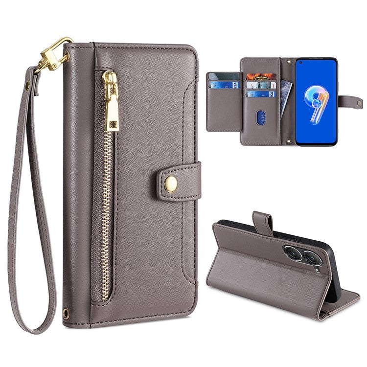 Sheep Texture Cross-body Zipper Wallet Leather Phone Case, Series 5