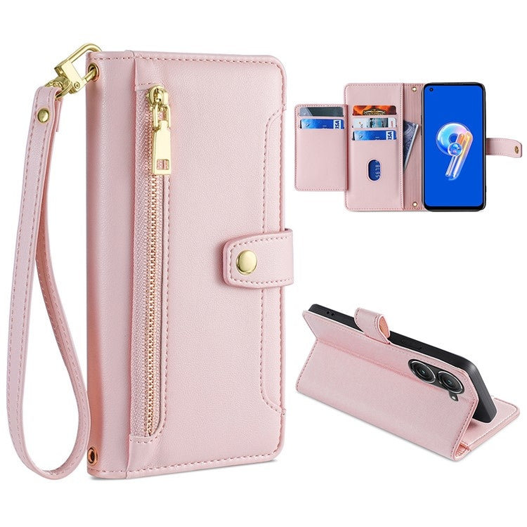 Sheep Texture Cross-body Zipper Wallet Leather Phone Case, Series 5