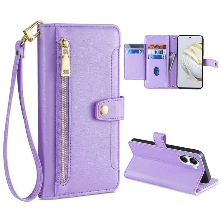 Sheep Texture Cross-body Zipper Wallet Leather Phone Case, Series 5