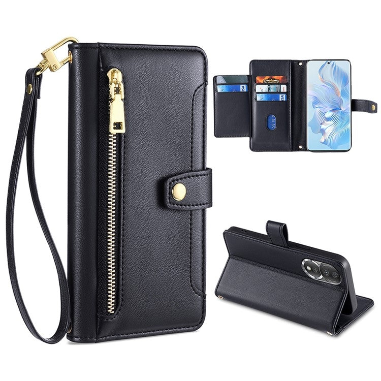 Sheep Texture Cross-body Zipper Wallet Leather Phone Case, Series 5