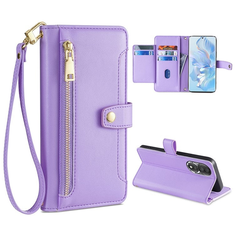 Sheep Texture Cross-body Zipper Wallet Leather Phone Case, Series 5