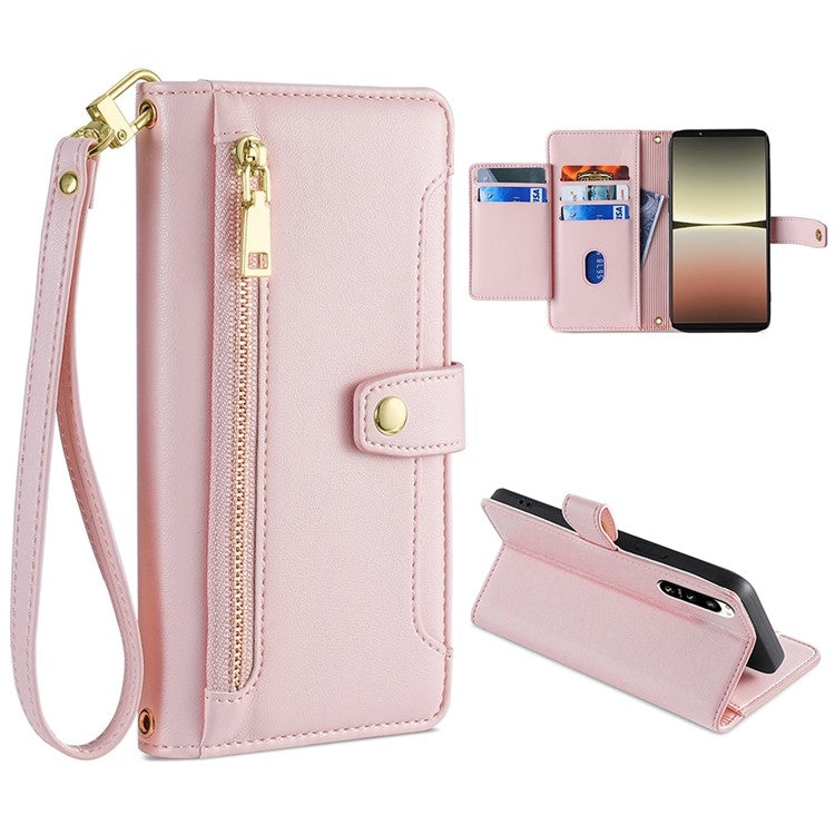 Sheep Texture Cross-body Zipper Wallet Leather Phone Case, Series 8