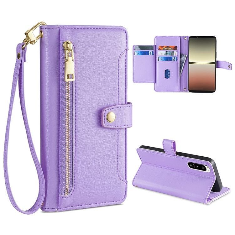 Sheep Texture Cross-body Zipper Wallet Leather Phone Case, Series 8