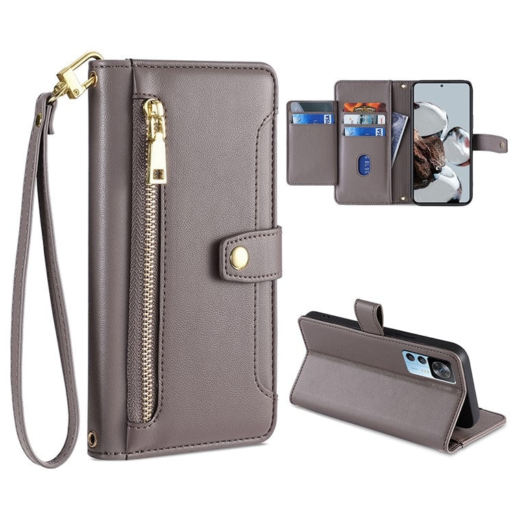 Sheep Texture Cross-body Zipper Wallet Leather Phone Case, Series 6