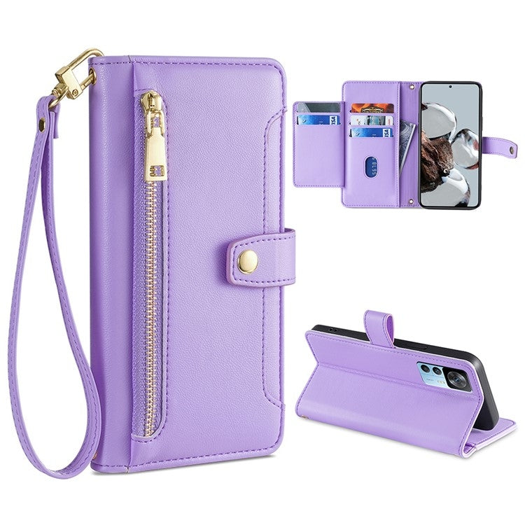 Sheep Texture Cross-body Zipper Wallet Leather Phone Case, Series 6