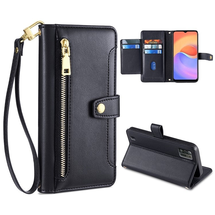 Sheep Texture Cross-body Zipper Wallet Leather Phone Case, For OnePlus 10 Pro 5G, For OnePlus Ace Racing, For UMIDIGI Power 5S, For ZTE Blabe V30, For ZTE Blade A52 Lite