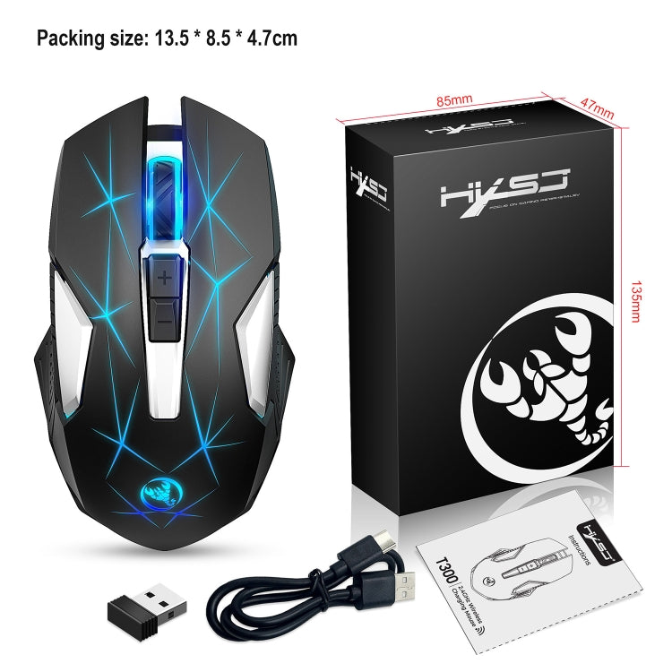 HXSJ T300 7 Keys 2400DPI 2.4G Colorful Luminous Wireless Mouse