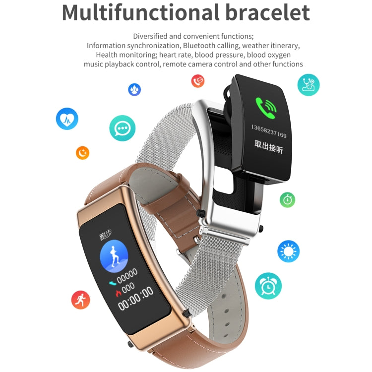 K50 1.08 inch Steel Band Earphone Detachable IP67 Waterproof Smart Watch Support Bluetooth Call