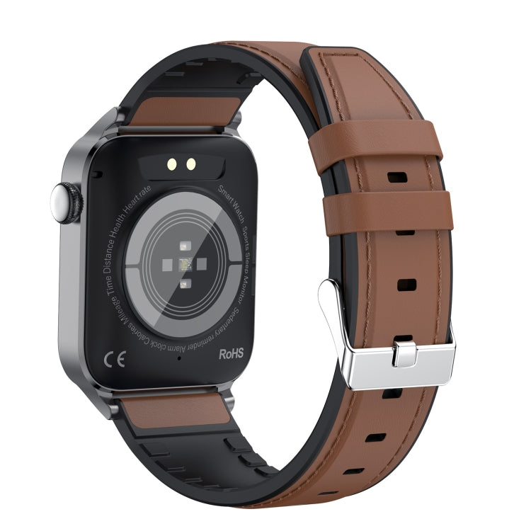 T50 1.85 inch Leather Band IP67 Waterproof Smart Watch Supports Voice Assistant / Health Monitoring