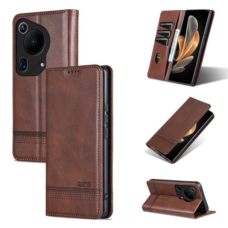 AZNS Magnetic Calf Texture Flip Leather Phone Case, For Huawei Pura 70 Pro / 70 Pro+ Fine Hole, For Huawei Pura 70 Ultra, For Huawei Enjoy 70 Pro/nova 12i, For Huawei Pura 70, For Huawei Pura 70 Fine Hole