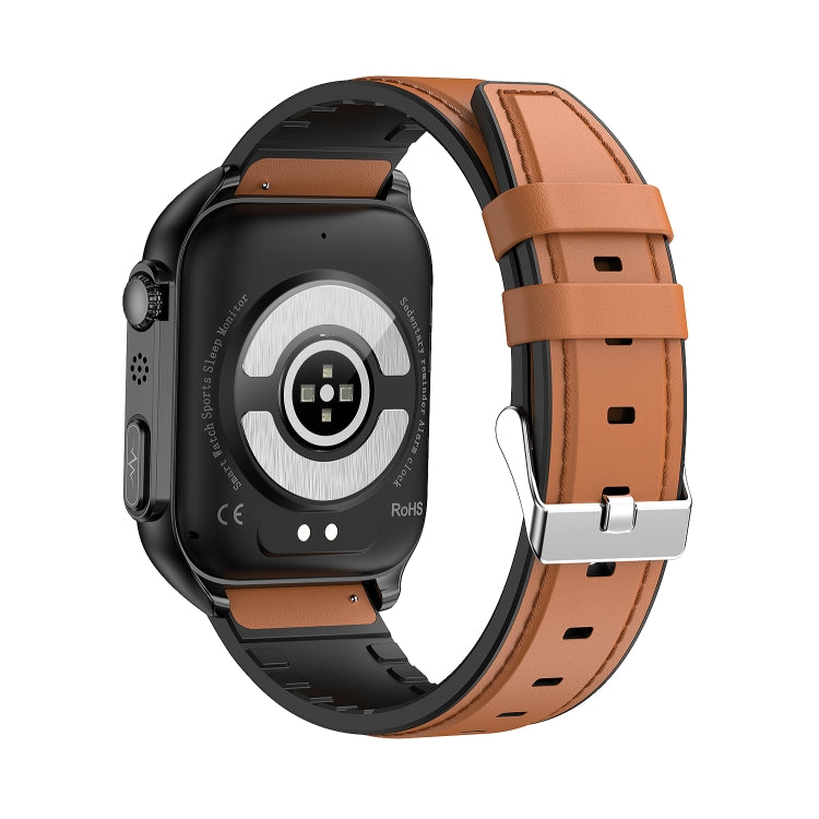 TK12 1.96 inch IP67 Waterproof Leather Band Smart Watch Supports ECG / Remote Families Care / Bluetooth Call / Body Temperature Monitoring