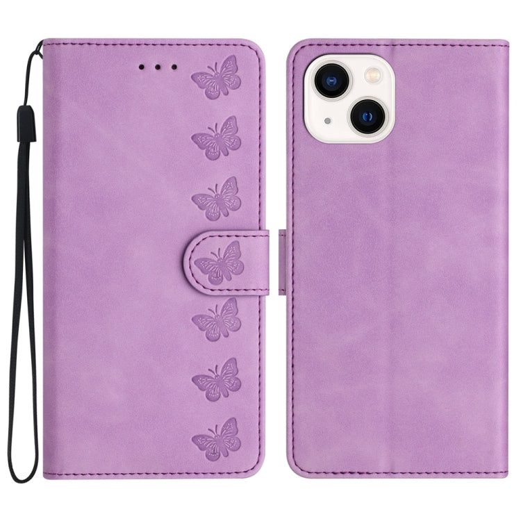 Seven Butterflies Embossed Leather Phone Case, Series 5