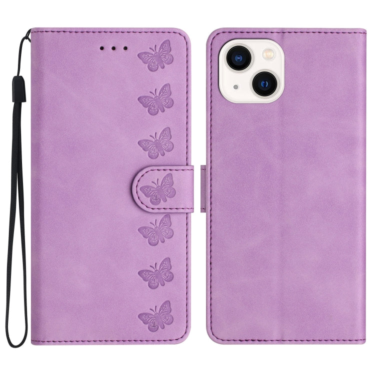 Seven Butterflies Embossed Leather Phone Case, Series 4