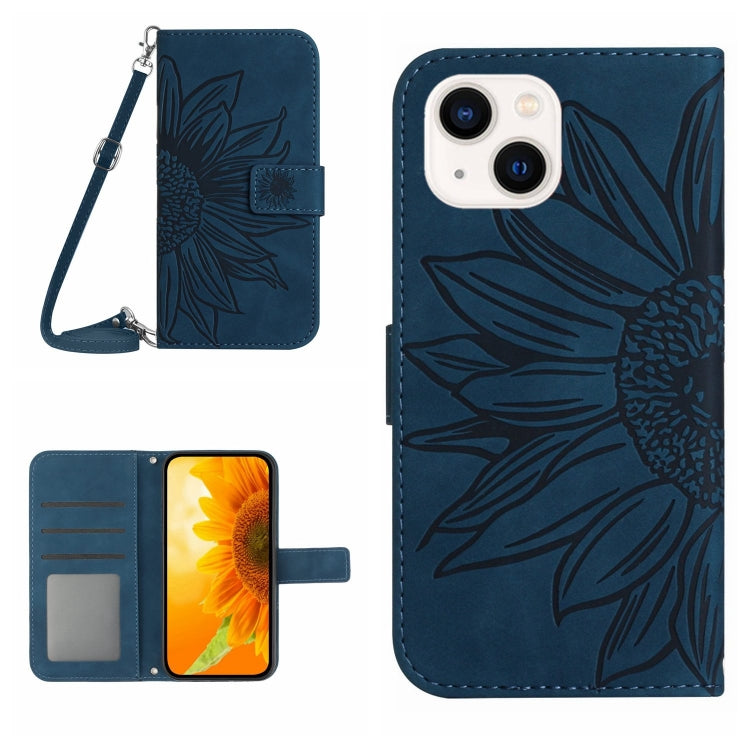 Skin Feel Sun Flower Embossed Flip Leather Phone Case with Lanyard, Series 2