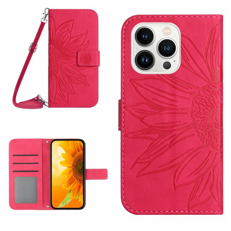 Skin Feel Sun Flower Embossed Flip Leather Phone Case with Lanyard, Series 1