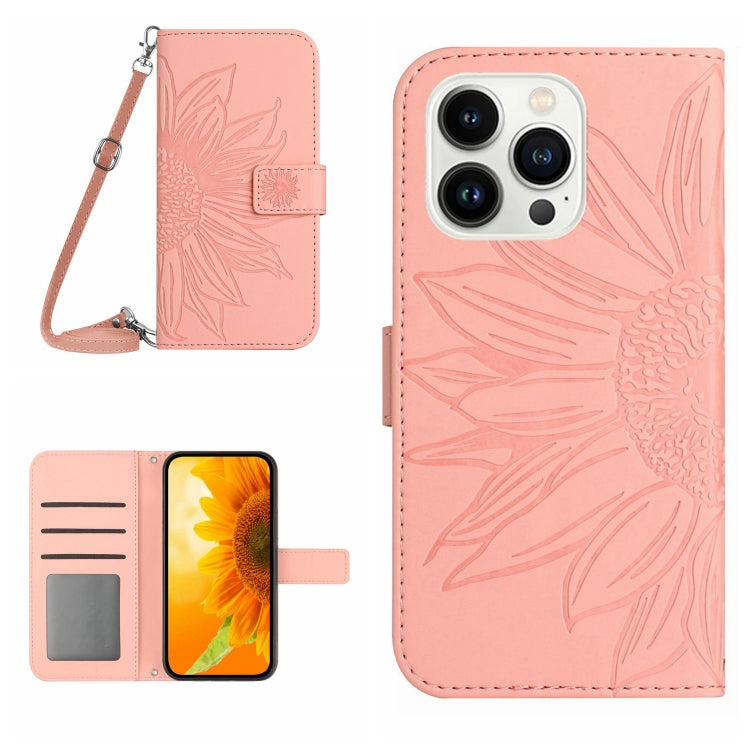 Skin Feel Sun Flower Embossed Flip Leather Phone Case with Lanyard, Series 3