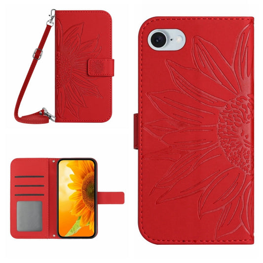 Skin Feel Sun Flower Embossed Flip Leather Phone Case with Lanyard, Series 2