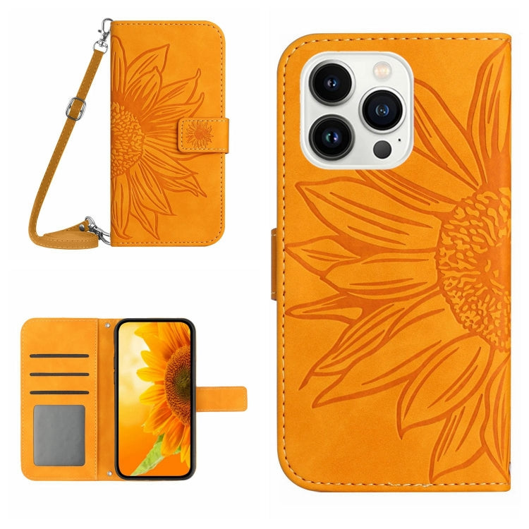 Skin Feel Sun Flower Embossed Flip Leather Phone Case with Lanyard, Series 3