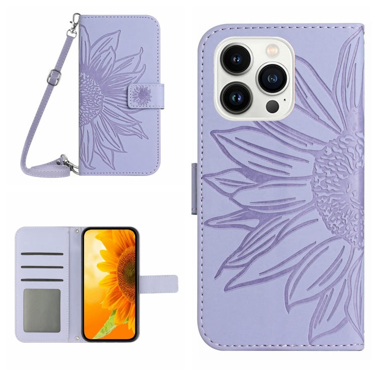 Skin Feel Sun Flower Embossed Flip Leather Phone Case with Lanyard, Series 2