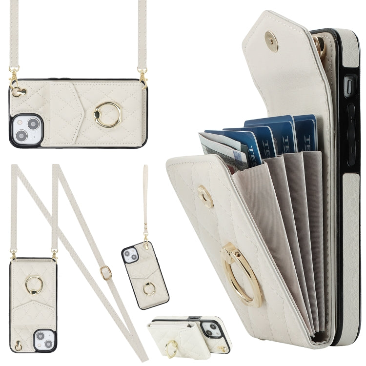 Rhombic Texture Card Bag Phone Case with Long Lanyard, Series 6