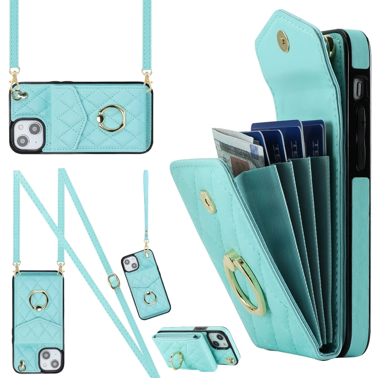 Rhombic Texture Card Bag Phone Case with Long Lanyard, Series 6