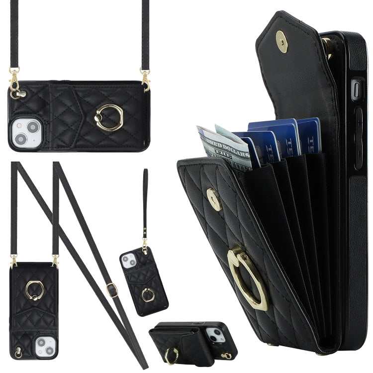 Rhombic Texture Card Bag Phone Case with Long Lanyard, Series 5