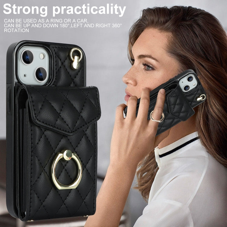 Rhombic Texture Card Bag Phone Case with Long Lanyard, Series 5