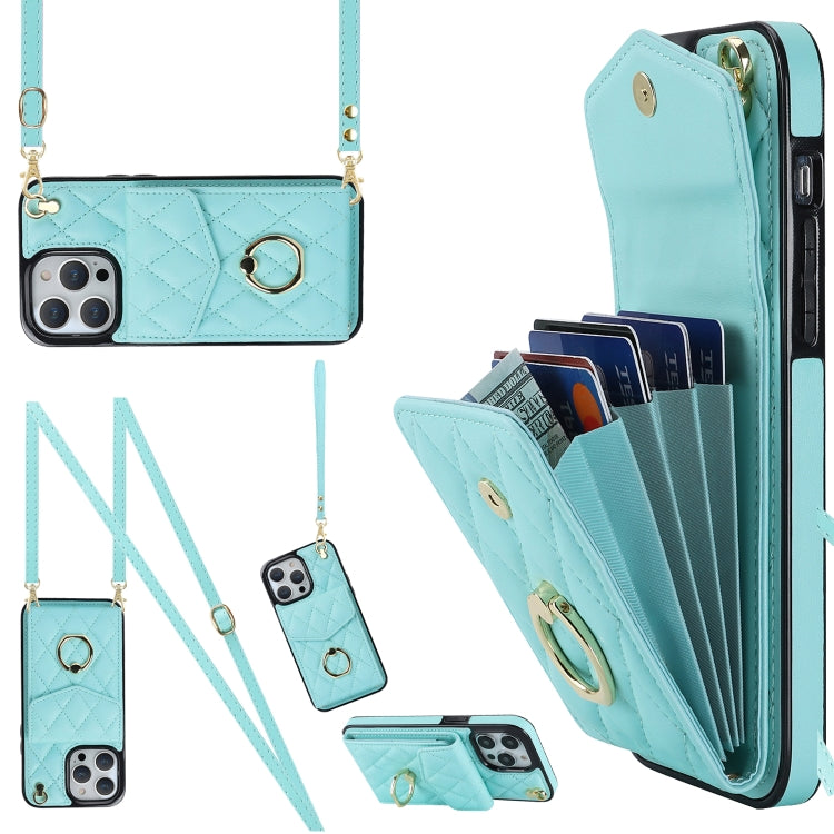 Rhombic Texture Card Bag Phone Case with Long Lanyard, Series 4