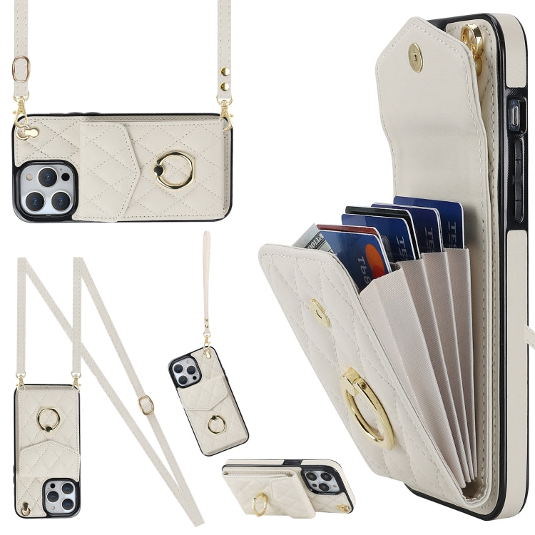 Rhombic Texture Card Bag Phone Case with Long Lanyard, Series 6