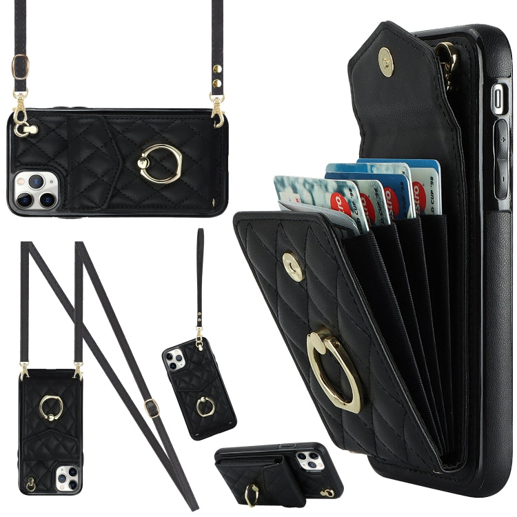 Rhombic Texture Card Bag Phone Case with Long Lanyard, Series 3