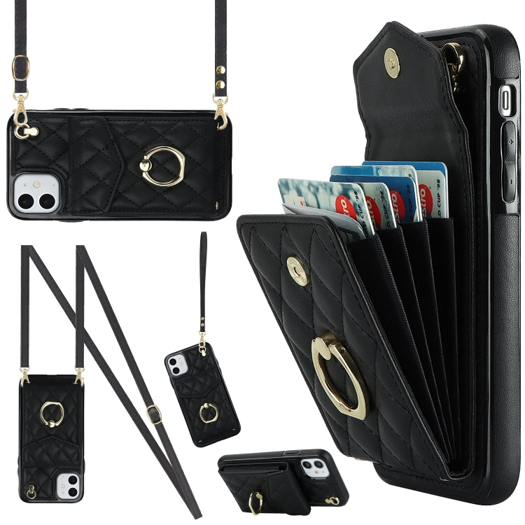 Rhombic Texture Card Bag Phone Case with Long Lanyard, Series 1