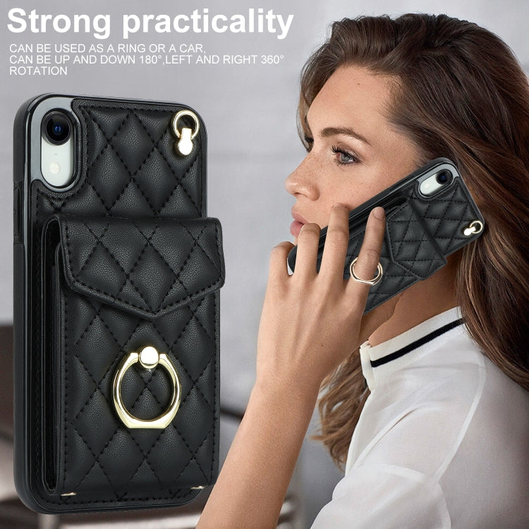 Rhombic Texture Card Bag Phone Case with Long Lanyard, Series 1