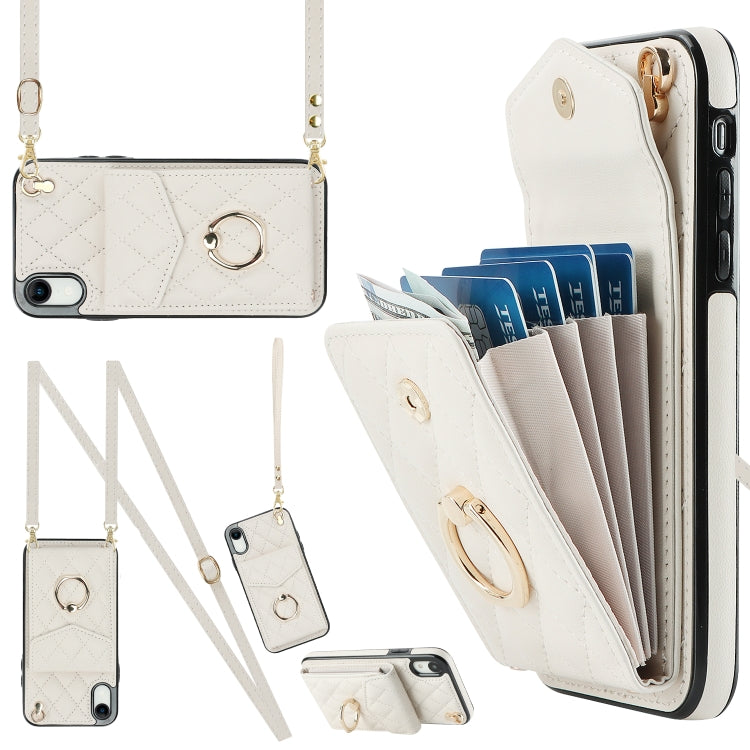 Rhombic Texture Card Bag Phone Case with Long Lanyard, Series 1