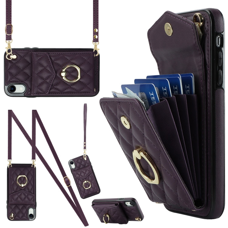 Rhombic Texture Card Bag Phone Case with Long Lanyard, Series 1