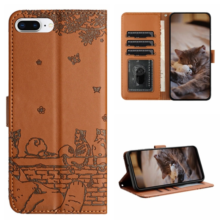 Cat Embossing Pattern Leather Phone Case with Lanyard, Series 4