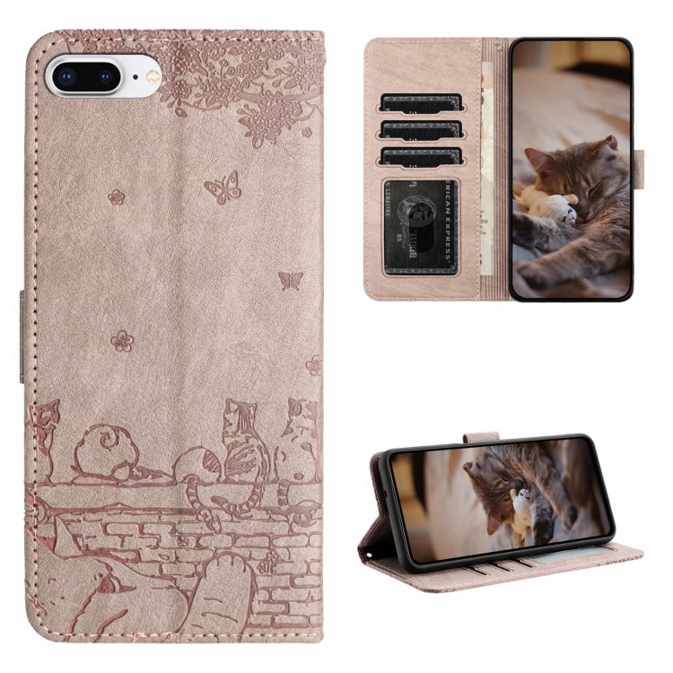 Cat Embossing Pattern Leather Phone Case with Lanyard, Series 4