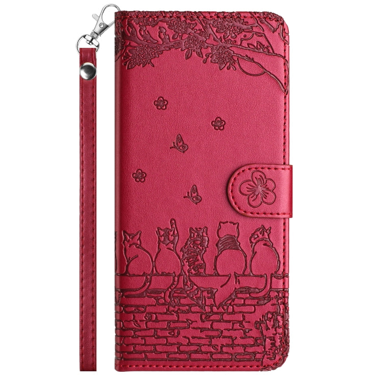 Cat Embossing Pattern Leather Phone Case with Lanyard, Series 2