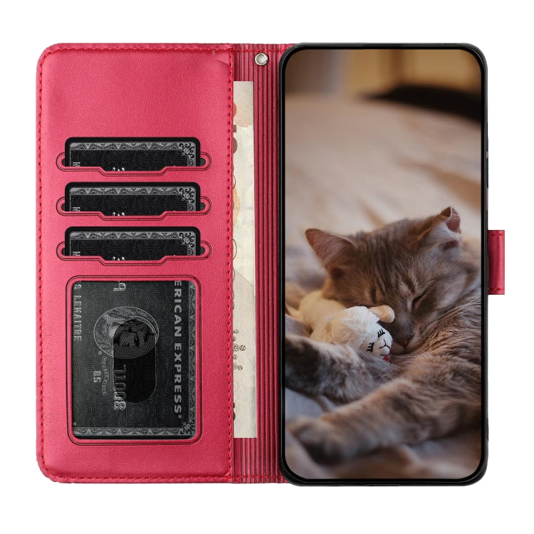 Cat Embossing Pattern Leather Phone Case with Lanyard, Series 2