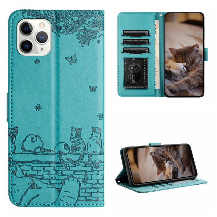 Cat Embossing Pattern Leather Phone Case with Lanyard, Series 2