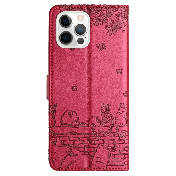 Cat Embossing Pattern Leather Phone Case with Lanyard, Series 1