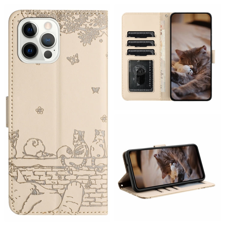 Cat Embossing Pattern Leather Phone Case with Lanyard, Series 1