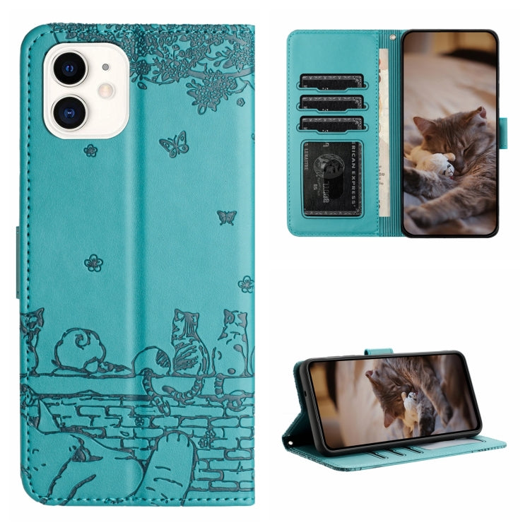 Cat Embossing Pattern Leather Phone Case with Lanyard, Series 5