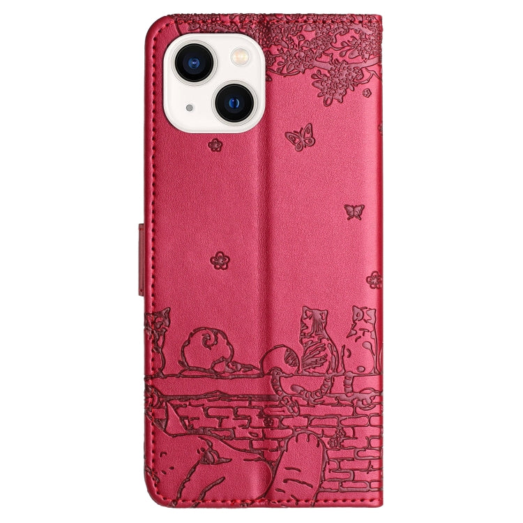 Cat Embossing Pattern Leather Phone Case with Lanyard, Series 5