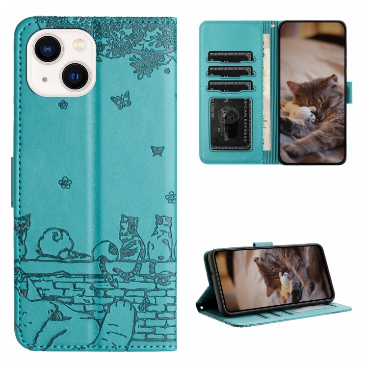 Cat Embossing Pattern Leather Phone Case with Lanyard, Series 5